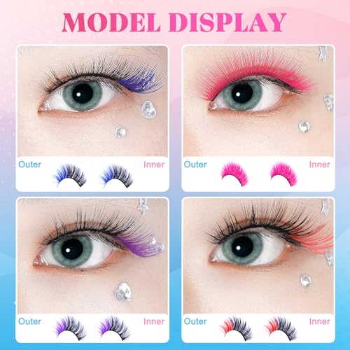 Colored Faux Mink Eyelashes - 5 Pairs with Black & Vivid Colors
