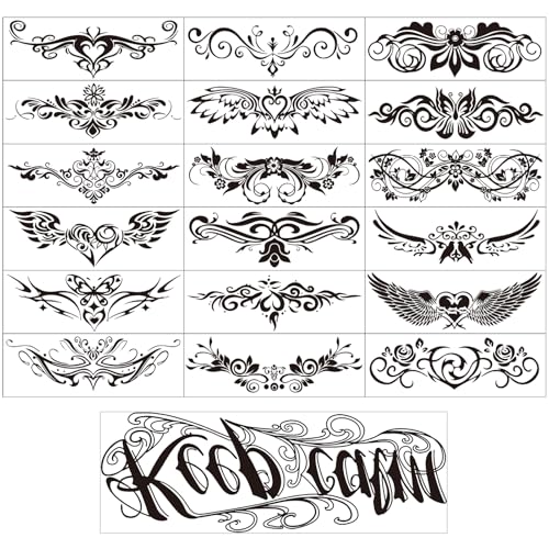ELANE 19 Sheets Temporary Tattoo Stickers for Women Men