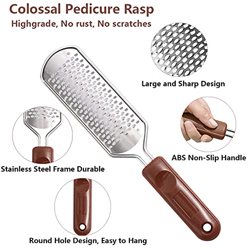 2-Pack Pedicure Kit - Stainless Steel Foot Rasp & Wood Callus Shaver Set