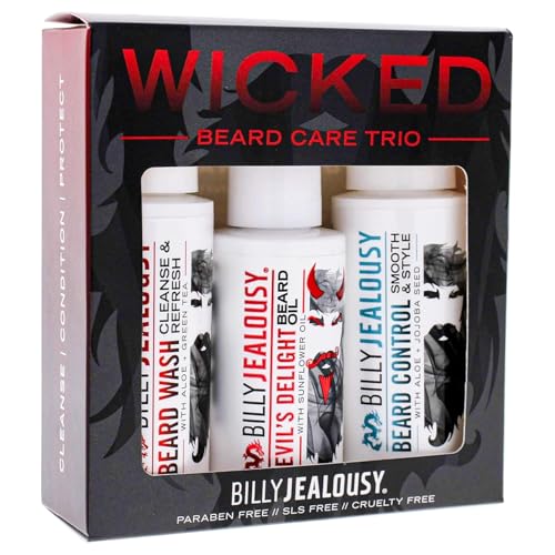 Billy Jealousy Beard Care Kits ? Travel-Friendly Gifts for Men ? Beard Wash, Leave-In Conditioner and Beard Oil to Cleanse, Nourish, Soften & Strengthen Facial Hair ? Helps Soothe and Hydrate Skin