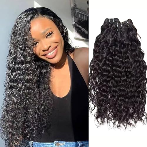Water Wave Human Hair Bundles - 24, 26, 28 Inch Virgin Brazilian