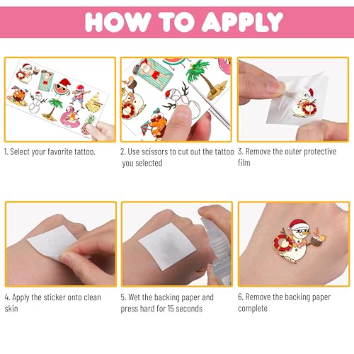 Christmas Temporary Tropical Favors Supplies July Themed Cute 10 Sheets 100 PCS for Girls Boys Class School Carnival