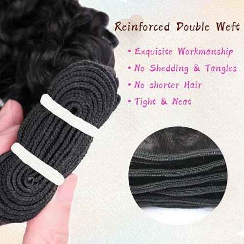 Burmese Curly Bundles Human Hair Water Wave Human Hair 100% Unprocessed Brazilian Virgin Remy Hair Bundles Quick Weave for Women Natural Black (Burmese Curly Natural Black, 20 22 24 Inch)