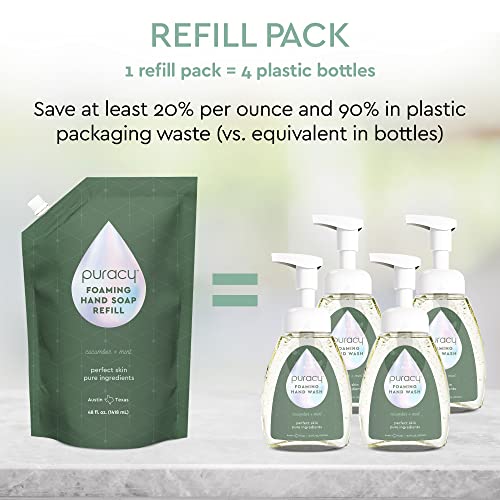 Puracy Foaming Hand Soap, Gently Scented with Real Cucumber & Mint, Perfume-Free, Sulfate-Free Natural Hand Wash Foam Set, Moisturizing Skin Cleanser, 8.5 Fl Oz (Pack of 3)