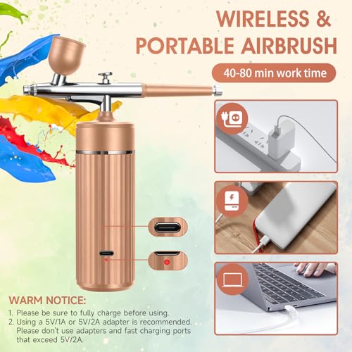 Cordless Airbrush Kit with 0.3mm Tip - Rechargeable Spray Gun