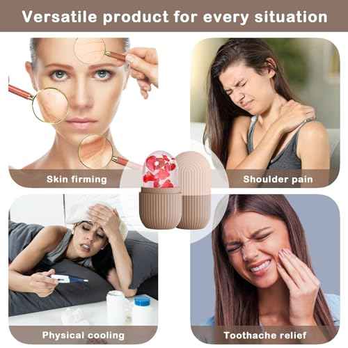 XHJRI Ice Face Roller Massager,Ice Cube Roller for Face, Eyes and Neck Naturally Conditioning and Skin Care,De-Puff Eye Bags,Reduce Migraine Pain,Reusable Massage Silicone Ice Mold (Coffee)