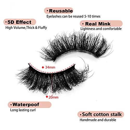 Mink Eyelashes 20MM Fluffy 3D Natural Look - 20 Pairs