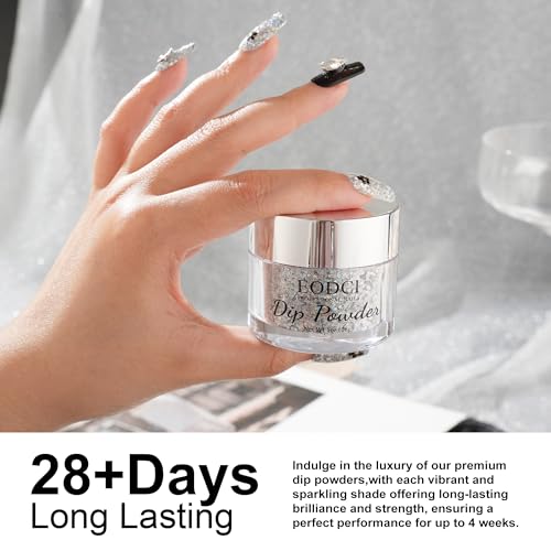 Silver Sequin Glitter Nail Dip Powder (1 oz / 28g) - Long-Lasting DIY Manicure