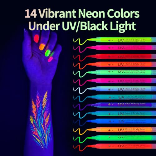 14-Color Glow in the Dark Face & Body Paint Markers