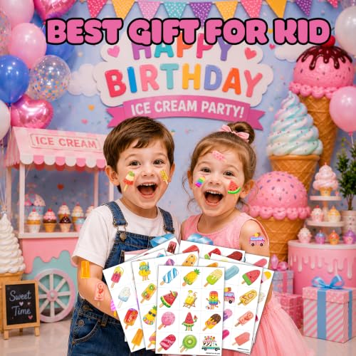 96 PCS Ice Cream Temporary Tattoos | Party Favors