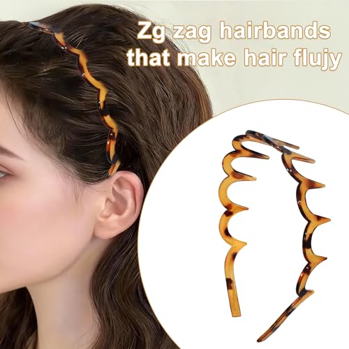 Zigzag Headbands for Women 2-Pack Non-Slip Hair Comb