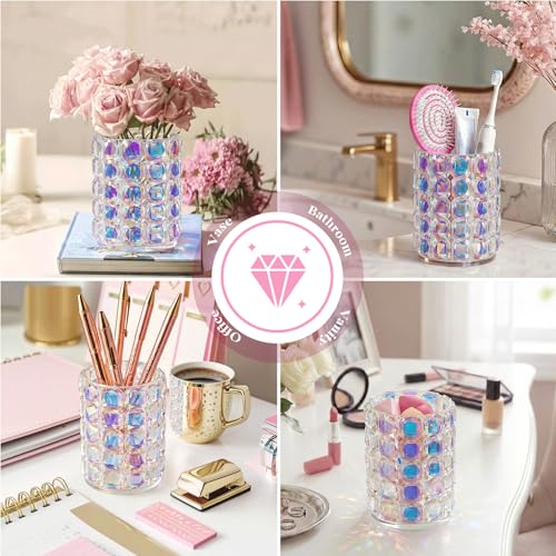 Makeup Organizer,Makeup Brush Holder,Multifunctional Toothbrush Holders,Pen Holder,Utensil Holder, Bathroom Vanity Countertop Canisters,Sparkle Crystals Home Organization and Storage