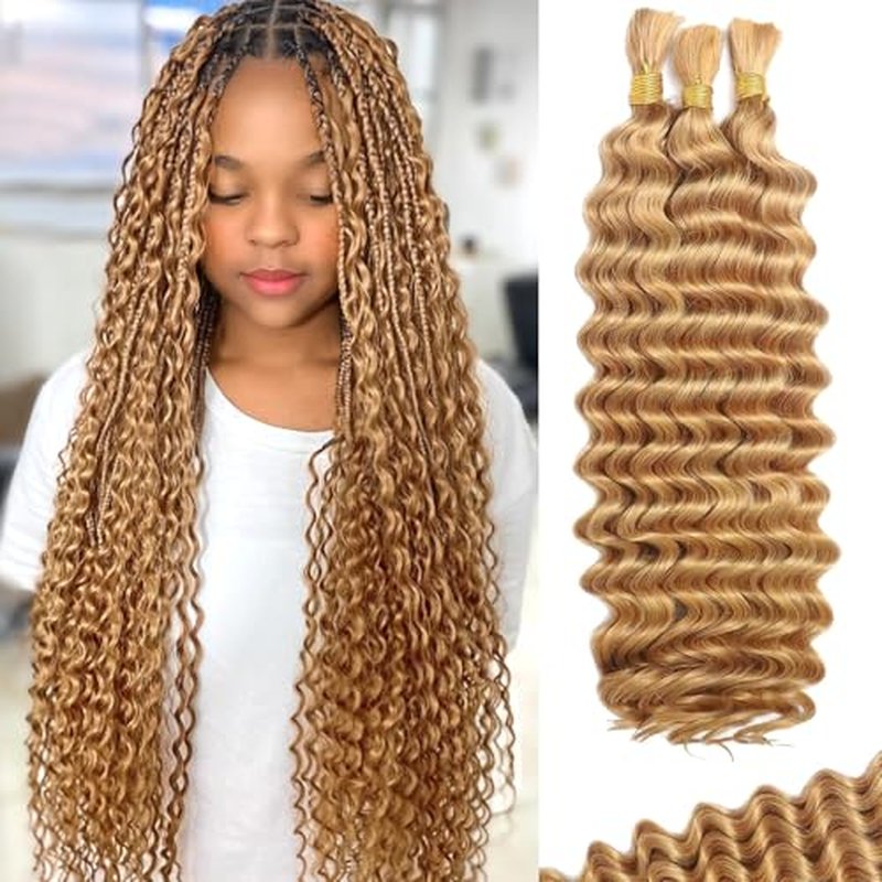 Boho Braiding Hair 110g Deep Wave Human Hair 18" Honey Blonde