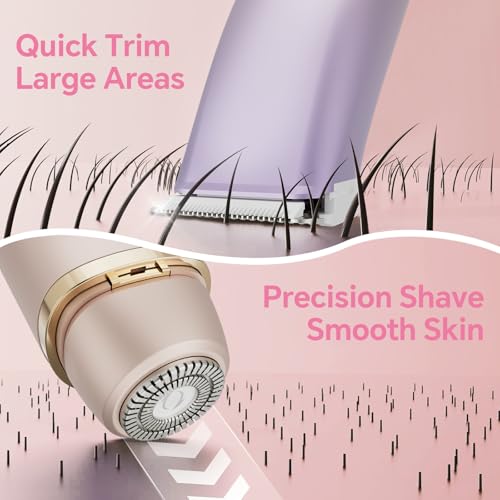 RUIM Bikini Trimmer for Women, 2-in-1 Electric Razor & Pubic Hair Remover - Painless for Sensitive Skin, IPX6 Waterproof, Cordless & USB Rechargeable for Travel, Gift for Her (Purple)