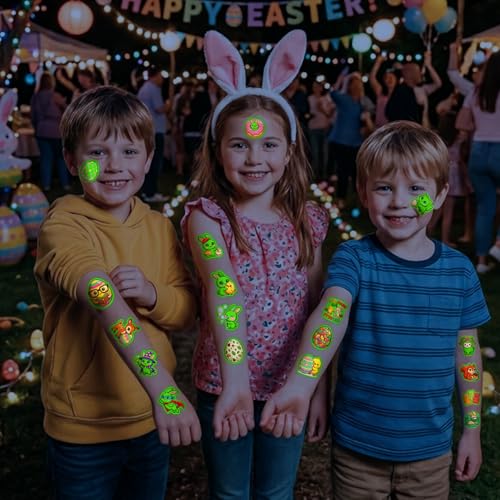 Glow in Dark Temporary Tattoos for Kids, 95 PCS Easter Basket Stuffers