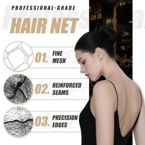 Smilco Hair Net 100 Pcs, 22 Inches Black Elastic Mesh