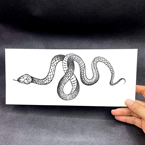 3 Sheets Yeahgoshopping Realistic Big Size Black Snake Waterproof Temporary Tattoo Stickers For Women Men Body Art Waist Decals Fake Tattoo