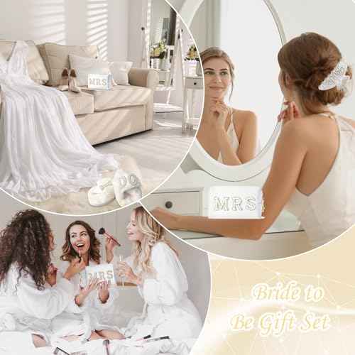 Bride To Be Gift Set - Makeup Bag, Slippers, Robe, Hair Clip - Wedding Gifts