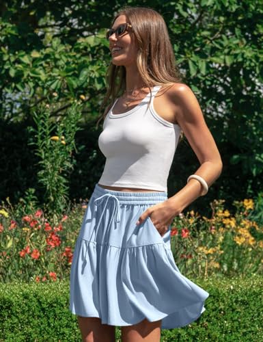 TARSE Womens Linen Wide Leg Skirt Pants Flowy Shorts Skort