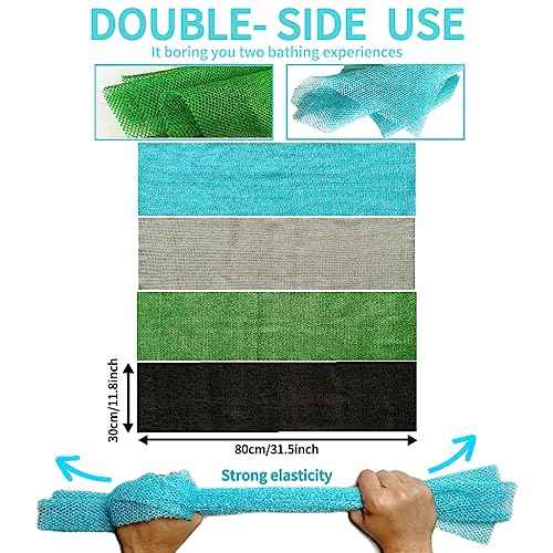 African Exfoliating Net, African Net Sponge, Nylon African Bathing Sponge Net, African Net Long Net Bath Sponge Shower Body Scrubber Back Scrubber Skin Smoother ((Black,White,Blue,Emerald Green))