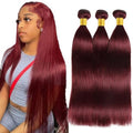 #99J Burgundy Straight Human Hair Bundles 28 30 32 Inch