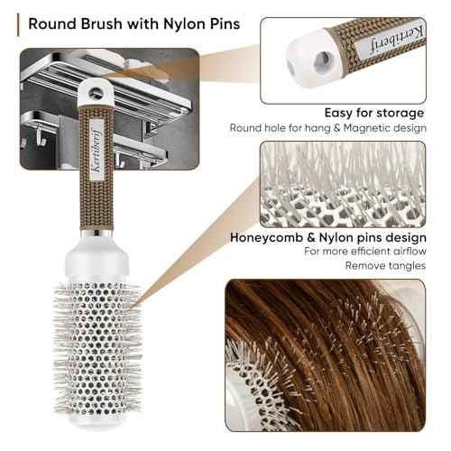 Round Brush for Blow Out, Round Hair Brush Set for Blow Drying, Nano Thermal Ceramic Ionic Tech, with Boar Bristles, for Styling, Curling, Add Volume (2Pack - 2.9/2.5 Inch, Barrel 1.7 Inch)