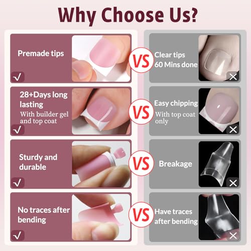 Bellelfin French Tip Press On Toenails Set - 180 Pcs, 6 Colors