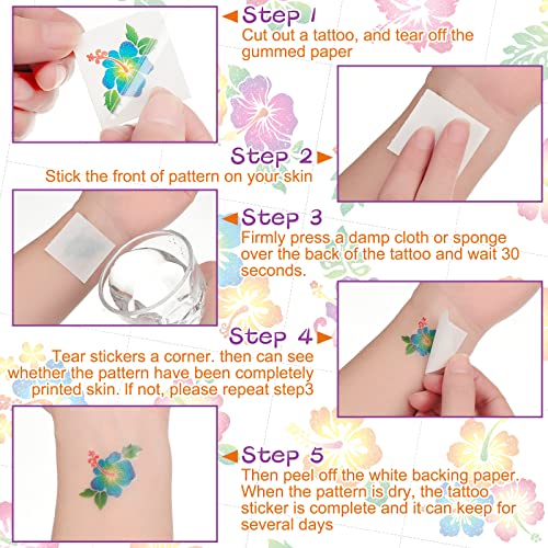 240 Pc Hibiscus Glitter Temporary Tattoos Hawaiian Party