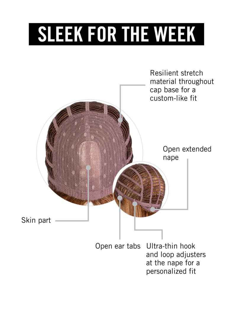 Hairuwear Hairdo Sleek For The Week Straight Asymmetrical Shoulder Length Wig, Average Cap, SS25 Rooted Ginger Blonde