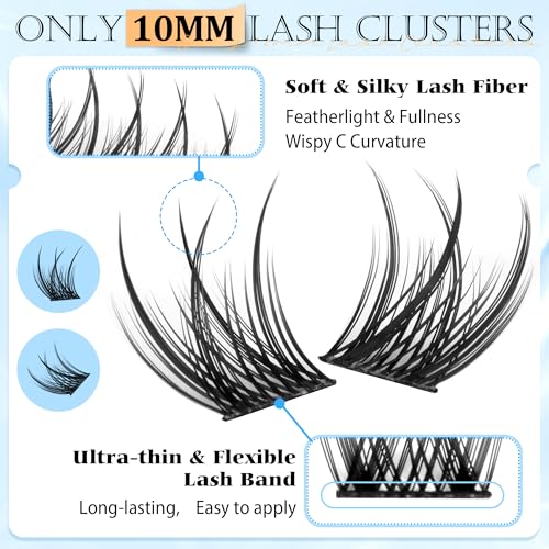 10mm Wispy C Curl Eyelash Clusters - 110pc DIY Lash Extensions