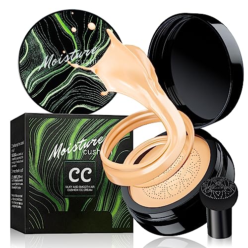 Air Cushion CC Cream Mushroom Head Foundation - Moisturizing BB Creams Foundation, Long-Lasting Waterproof Matte Concealer for Even Skin Tone£¬Gifts for Women (Natural, 1 PCS)