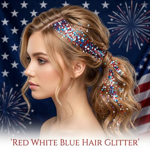 Patriotic Red White Blue Glitter Stick for Body & Face