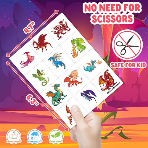 96PCS Dragon Temporary Tattoos Stickers for Kids