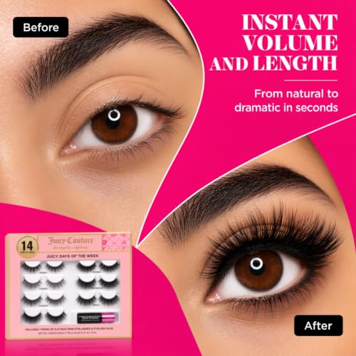 Juicy Couture Faux Mink Eyelashes 14 Pack with Glue & Tool