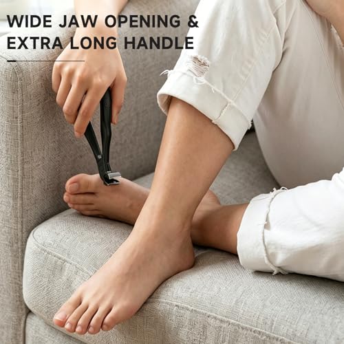 Ergonomic Long Handle Toenail Clippers for Seniors - 4.75" Curved