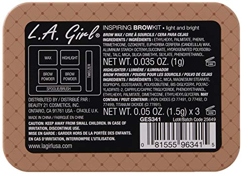 L.A. Girl Inspiring Brow Kit - Light & Bright with Tools