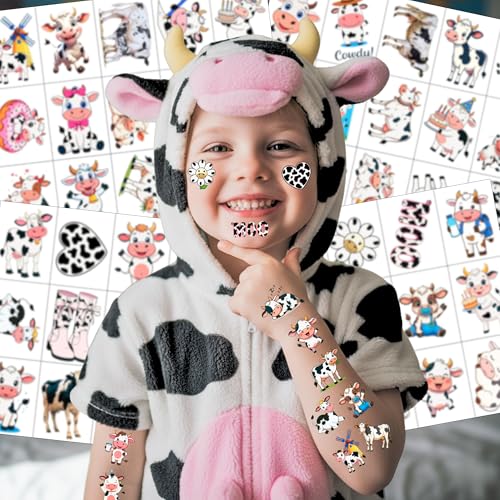 Cow Temporary Tattoos - 60Pcs Party Favors for Kids