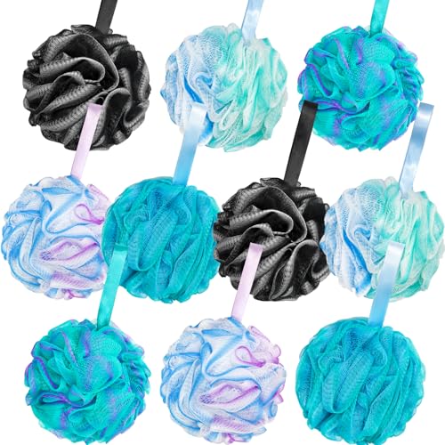 10 Pack Bath Sponge Shower Loofahs 40g,Mesh Pouf Scrunchies Body Wash