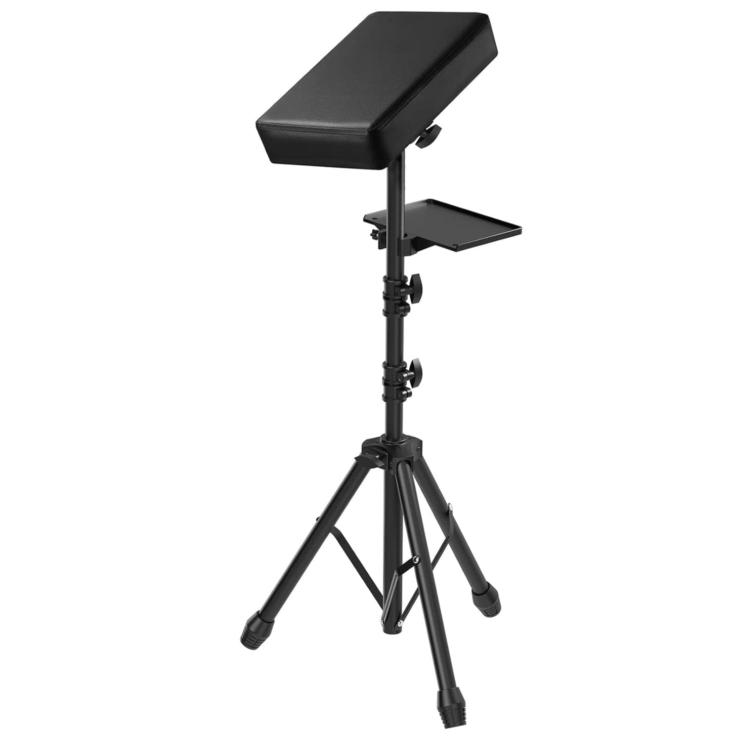 NATUMER Tattoo Armrest Stand Tripod With Tray, Tattoo Arm Leg Rest Stand Height Adjustable and Tilt Black Leather Pad for Tattoo Studio