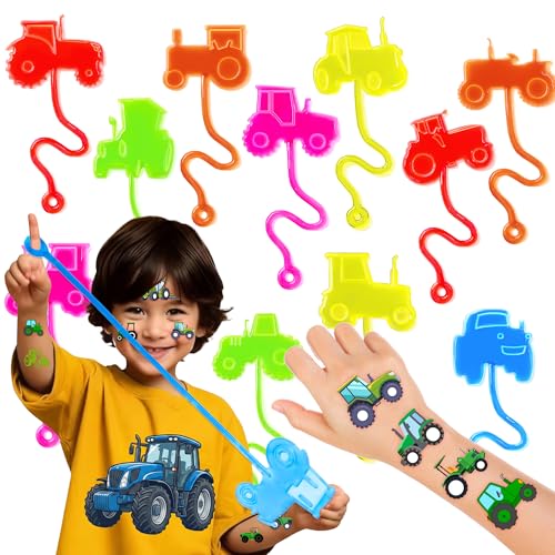 48-Piece Tractor Party Favors - Sticky Hands & Temporary Tattoos