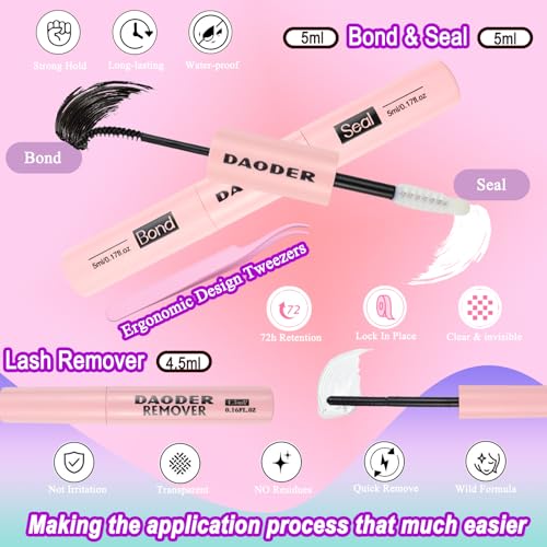 DAODER Lash Clusters Kit 640Pcs Wispy Fluff Eyelashes 9-13mm D Curl