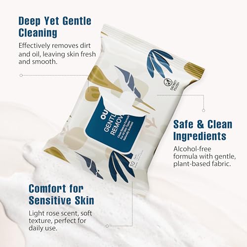 Gentle Makeup Remover Wipes - Alcohol-Free, Biodegradable, 30 Count