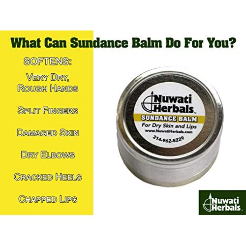 Nuwati Herbals Healing Balm for Severely Dry Skin Sundance Balm - Softens Rough, Dry, Damaged Skin, Lips, and Cuticles - For Elbows, Heels, Hands, and Lips, Made in the USA, 4 Ounces