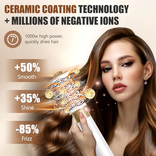 6-in-1 Hot Air Brush Styler with Ceramic Technology, 1000W