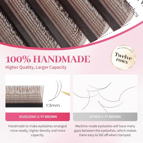 U-Shape Eyelash Extensions 0.07D Brown 8-15mm Mix