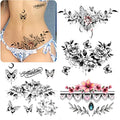 Women's Temporary Tattoo Set - Realistic Flowers & Butterflies