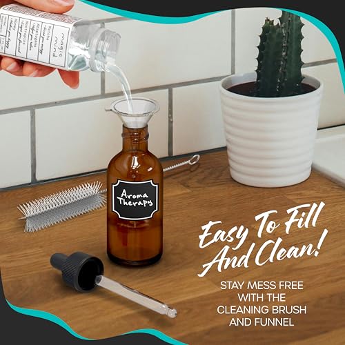 Nevlers Amber Glass Dropper Bottles 2 oz - Leakproof Reusable Set (48 Pack)