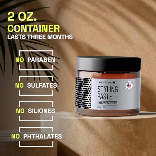 Beardbrand Beard Styling Paste - Medium Hold and Natural Look Hair Paste for Men | Versatile Hair Styling Cream - Sandalwood & Cedar Scent - 56 grams
