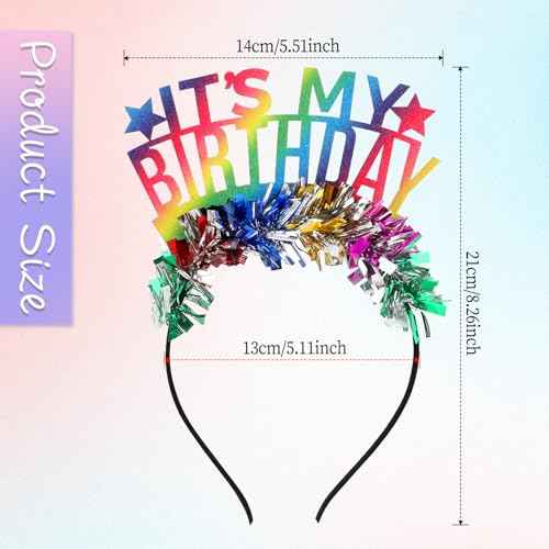 Birthday Girl Headband with Rainbow Bling, Birthday Crown for Women Girls, 21cm x 13cm, Hand Wash Only