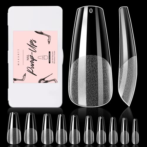 Makartt Acrylic Nail Stand Nail Practice Stand Magnetic Nail Tips Practice Bundle with Makartt 500Pcs Soft Gel Full Cover Nail Tips, Medium Coffin Clear Fake Nail Tips